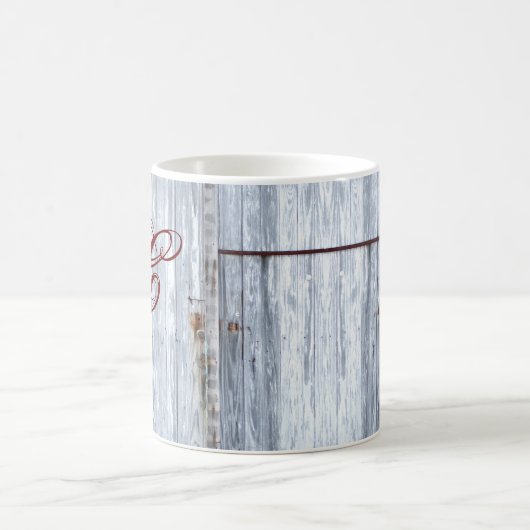 11オズ。コーヒーマグホワイトウォッシュウッドバーンドドアカウンタ コーヒーマグカップ (中央)
