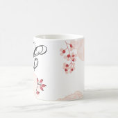 11オズ。コーヒーマグ白いフローラ花オンホワイト コーヒーマグカップ (中央)