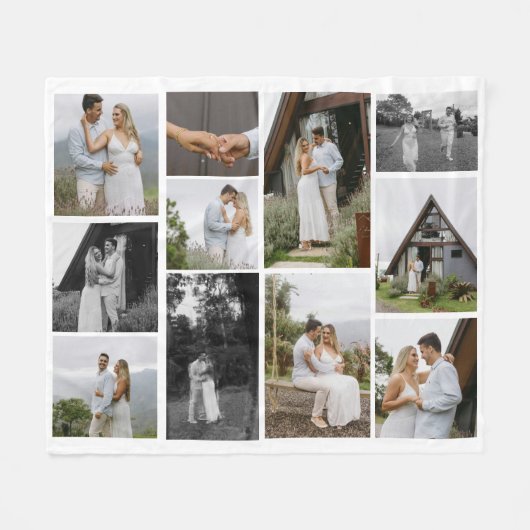 11カスタムユニークフォトコラージュミニマル フリースブランケット (正面(横))