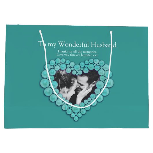 11ターコイズ結婚記念写真抱き枕 ラージペーパーバッグ (裏面)