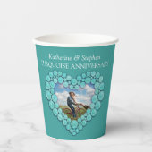 11ターコイズ結婚記念撮影ハート 紙コップ (正面)