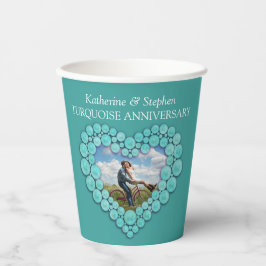 11ターコイズ結婚記念撮影ハート 紙コップ