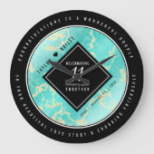 11ターコイズ結婚記念日 ラージ壁時計 (正面)