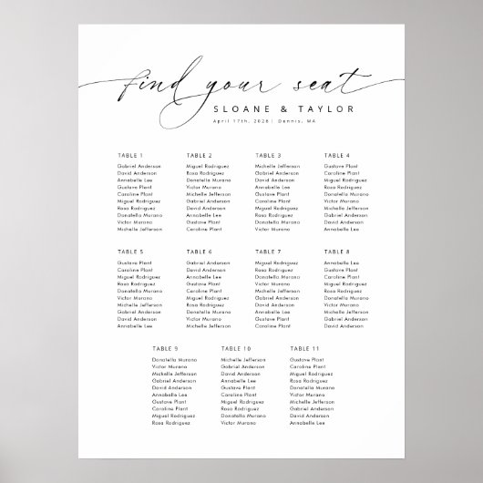 11テーブエレガントルが座席表を見つける ポスター (正面)