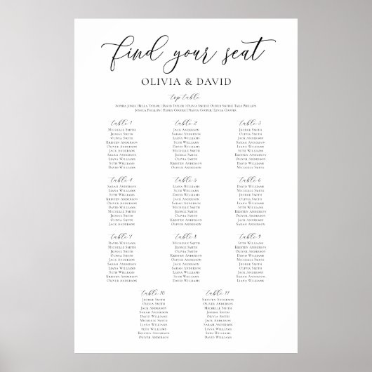 11テーブエレガントルが座席表を見つける ポスター (正面)