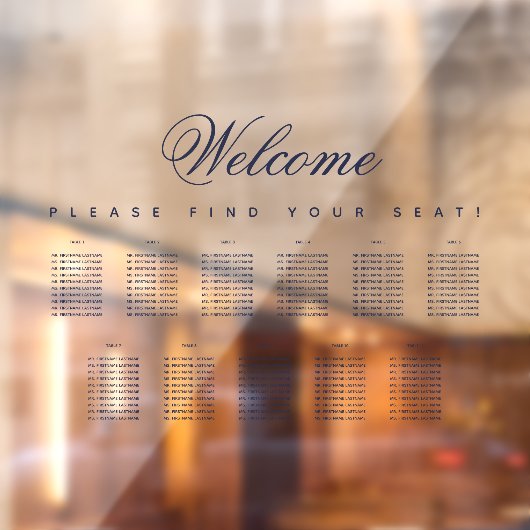 11テーブルの座席表　透明ブルースクリプト ウィンドウサイン (シート2)