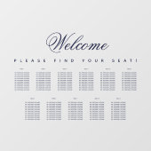 11テーブル座席表の透明な青いスクリプト ウィンドウサイン (シート)