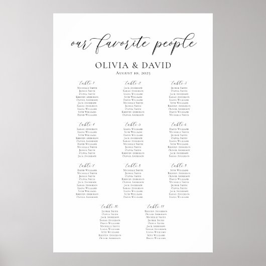 11テーブル私たちお気に入りのの人の座席表 ポスター (正面)