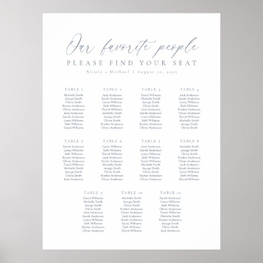 11テーブル私たちお気に入りのの人の座席表 ポスター (正面)