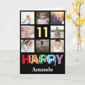 11ハッピーバースデーフォトコラージュブモダンラック カード (黄色い花)