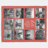 11パーソナライズされたフォトコラージュ暖赤 フリースブランケット (正面(横))