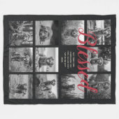 11パーソナライズされたフォトコラージュ賛美ブラック フリースブランケット (正面(横))