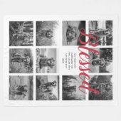 11パーソナライズされたフォトコラージュ賛美白赤 フリースブランケット (正面(横))