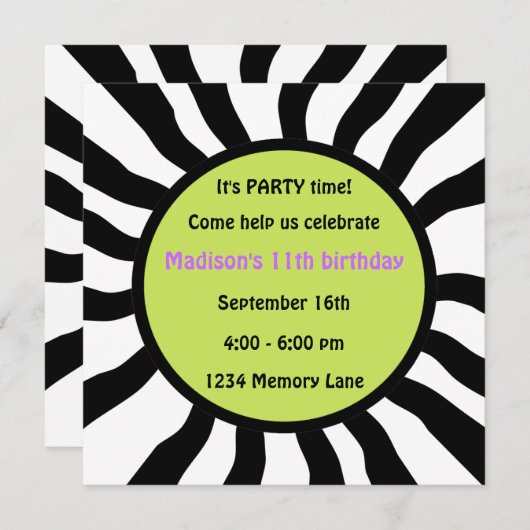 11パーソナライズされた歳の誕生日パーティーの招待 招待状 (正面/裏面)