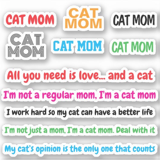 11ピースかわいい母親の引用文 | 猫おもしろい母ステッカー シール (正面)