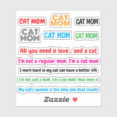 11ピースかわいい母親の引用文 | 猫おもしろい母ステッカー シール (シート)