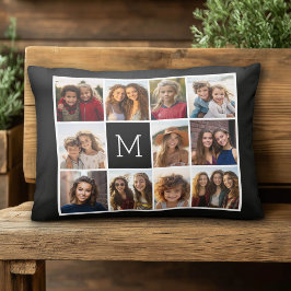 11フォトインスタグラムコラージュカスタムブラックモノグラム アクセントクッション