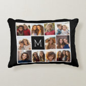 11フォトインスタグラムコラージュカスタムブラックモノグラム アクセントクッション (正面)
