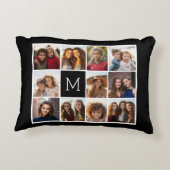 11フォトインスタグラムコラージュカスタムブラックモノグラム アクセントクッション (裏面)
