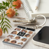 11フォトインスタグラムコラージュカスタムブラックモノグラム キーホルダー (正面右)