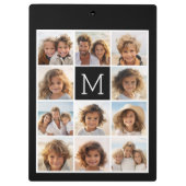 11フォトインスタグラムコラージュカスタムブラックモノグラム クリップボード (裏面)