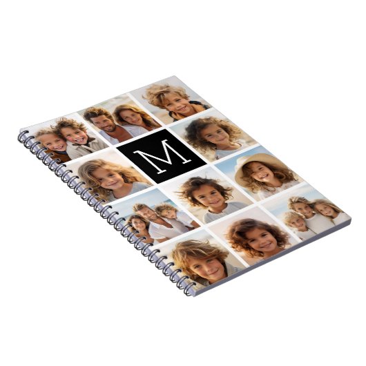 11フォトインスタグラムコラージュカスタムブラックモノグラム ノートブック (右側)