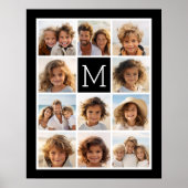 11フォトインスタグラムコラージュカスタムブラックモノグラム ポスター (正面)