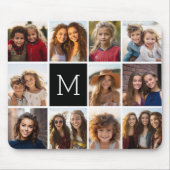 11フォトインスタグラムコラージュカスタムブラックモノグラム マウスパッド (正面)