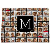 11フォトインスタグラムコラージュカスタムブラックモノグラム ラージペーパーバッグ (正面)