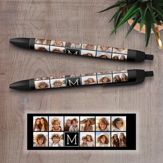 11フォトインスタグラムコラージュカスタムブラックモノグラム 黒ボールペン