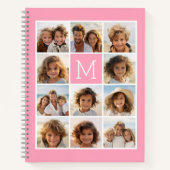 11フォトコラージモノグラムはピンクを編集できる ノートブック (正面)