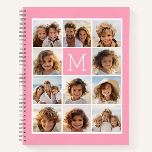 11フォトコラージモノグラムはピンクを編集できる ノートブック (正面)