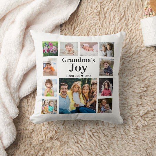 11フォトコラージュおばあちゃんの喜び家族の名前 クッション (ブランケット)