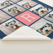 11フォトコラージュとビッグモノグラムブルーピーチ シェルパブランケット (3/4)