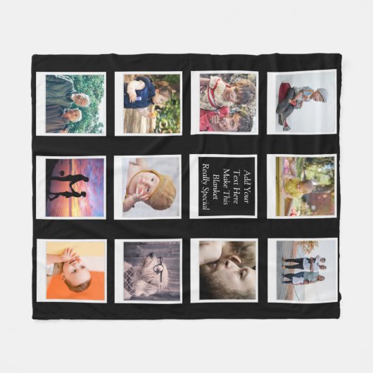 11フォトコラージュパーソナライズされた フリースブランケット (正面(横))