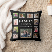 11フォトコラージュ家族の名前引用文ブラック クッション (ブランケット)