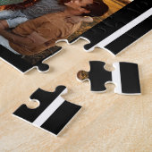 11フォトコラージュ家族引用文白黒 ジグソーパズル (側面)