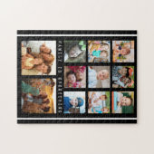 11フォトコラージュ家族引用文白黒 ジグソーパズル (横)