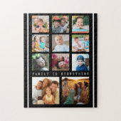 11フォトコラージュ家族引用文白黒 ジグソーパズル (縦)