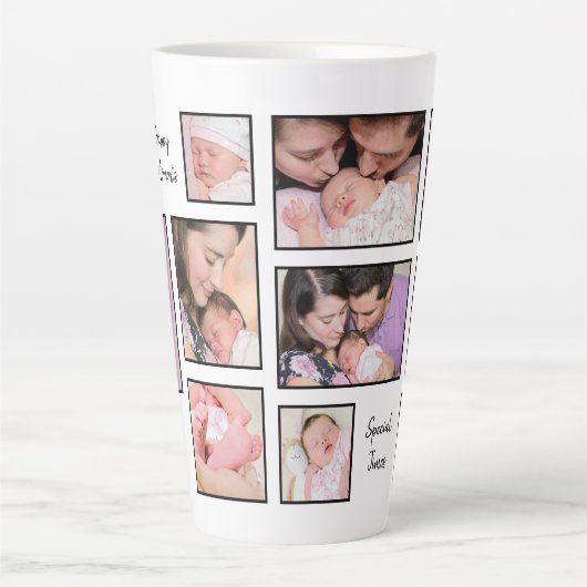 11フォトコラージュ楽しい瞬間と思い出 カフェラテマグ (正面)