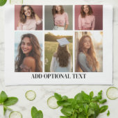 11フォトコラージュ – カスタム文字 – 白黒 キッチンタオル (折り畳み)