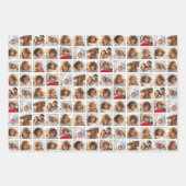 11フォトコラージュ – ホワイトグレーグリーンカラー ラッピングペーパーシート (正面)