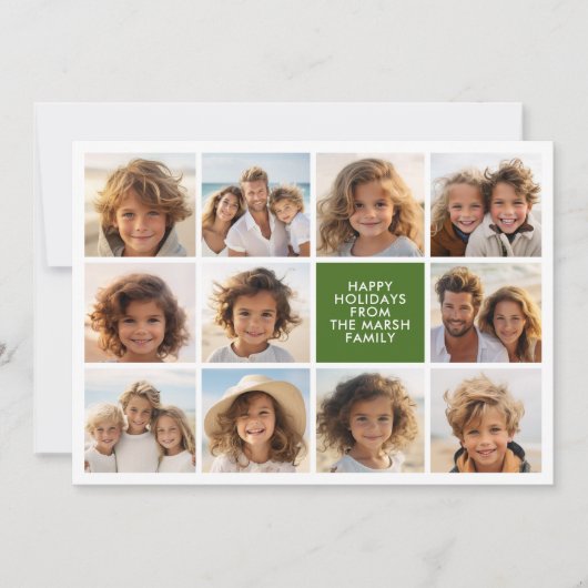 11フォトコラージュ – メリークリスマスレトロストライプ シーズンカード (正面)