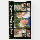 11フォトコラージュhappy birthday banner family gold 横断幕 (縦)