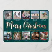 11フォトティール（緑がかった色）グリーンメリークリスマスコラージュモダン11 箔シーズンカード (正面)