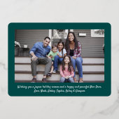 11フォトティール（緑がかった色）グリーンメリークリスマスコラージュモダン11 箔シーズンカード (裏面)