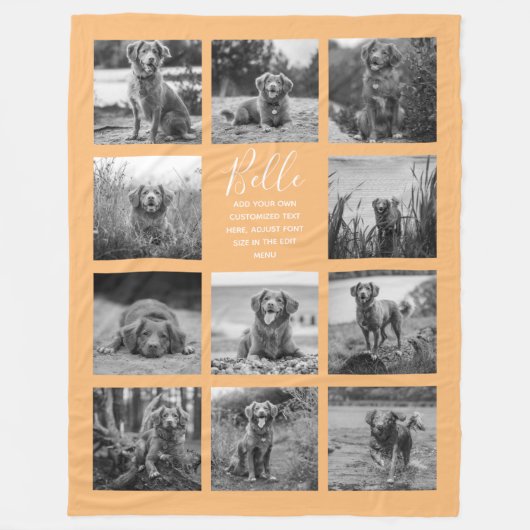 11フォトパーソナライズされたコラージオレンジカラー フリースブランケット (正面)