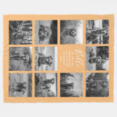 11フォトパーソナライズされたコラージオレンジカラー フリースブランケット (正面(横))