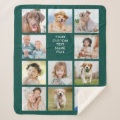 11フォトパーソナライズされたコラージュトレンディーエメラルドグリーン シェルパブランケット (正面)