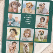 11フォトパーソナライズされたコラージュトレンディーエメラルドグリーン シェルパブランケット